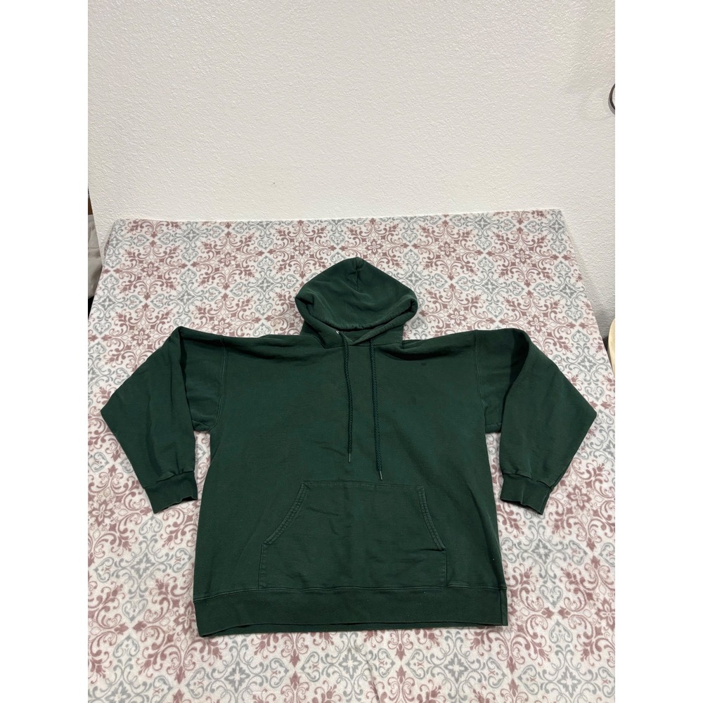 VTG Hanes Ultimate Cotton PrintPro Hoodie  Green Mens Large Heavyweight Pullover
